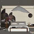 Modern Bedroom Interior Design With Large Bed Pendant Light Wooden Cabinets And Window Armchair