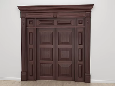 New Chinese Style Double Open Door Villa Double Open Wooden Door 3d model