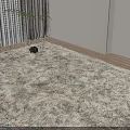 Plush Square Rug in Neutral Tone for Living Room Wooden Floor with Tassel Decor