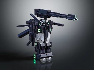 Mechanical Robot Character Design With Glowing Green Elements And Extended Arms 3d model