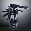 Mechanical Robot Character Design With Glowing Green Elements And Extended Arms 3d model