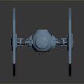 TIE Fighter Spacecraft Model With Black And Blue Wing Design For Space Aviation