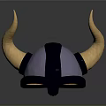 Viking Helmet Design With Purple Dome And Yellow Curved Horns