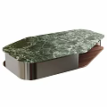 Modern Living Room Coffee Table With Green Marble Top Metal Frame And Wooden Base