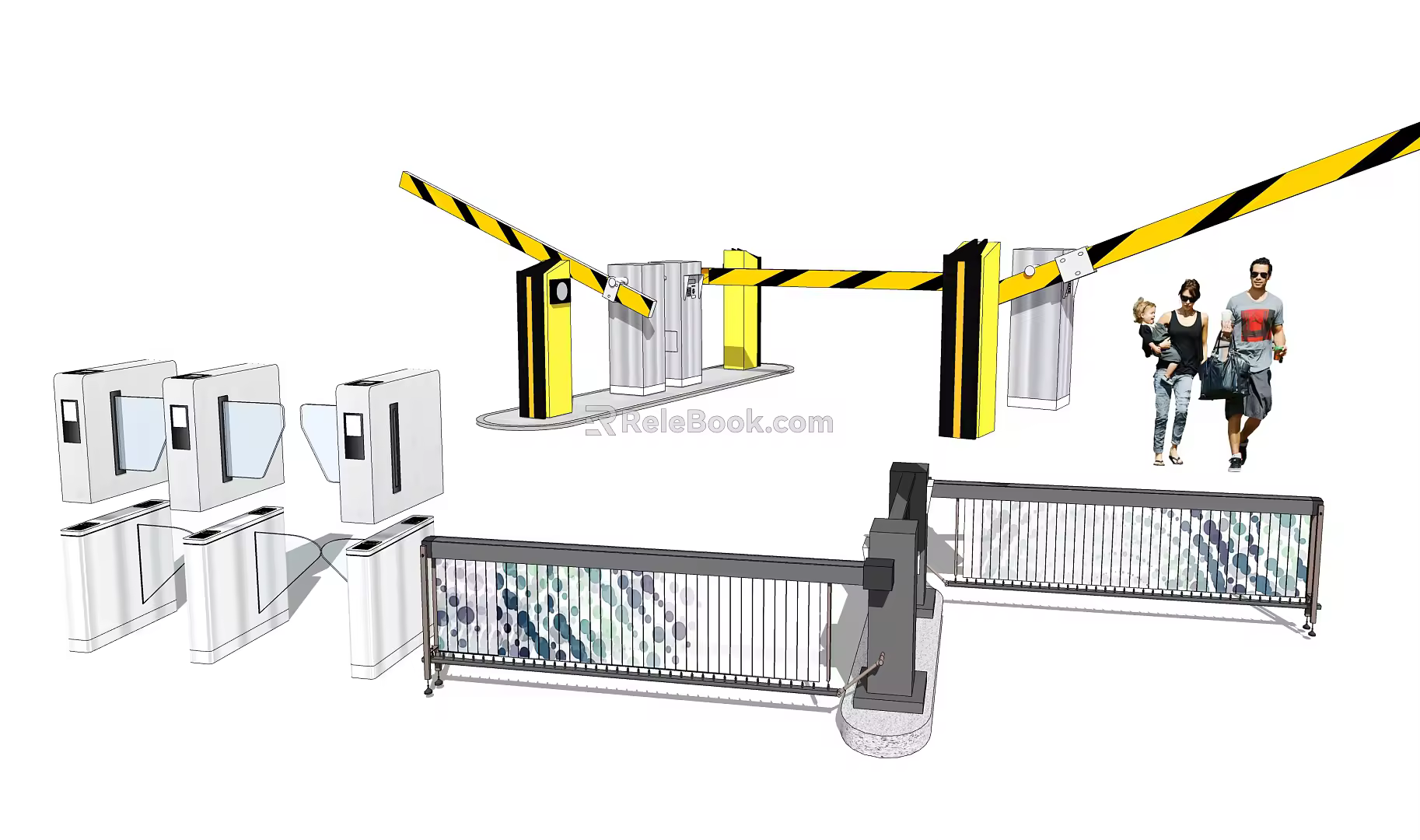 Modern gate swing gate road gate lifting rod gate automatic induction door 3d model