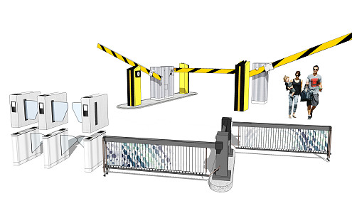 Modern gate swing gate road gate lifting rod gate automatic induction door 3d model