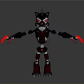 Black Red Mechanical Character Design With Spiked Head Red Eyes Mechanical Arms Legs Red Claws