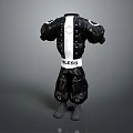 Black Tactical Padded Clothing with White Accents and Waistband Featuring BLESS Text