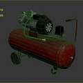 Industrial Mobile Air Compressor With Red Air Tank Black Motor And Wheels