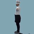 Man In Chef Uniform With White Hat Standing With Arms Outstretched 3d model