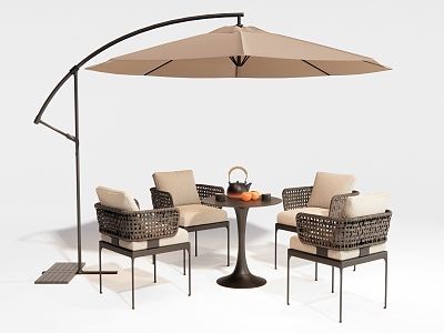 Modern Rattan Outdoor Table and Chair Outdoor Chair Tea Set Ornaments model