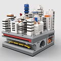 Creative Building Blocks City Model With Tall Buildings Various Colors And Base Platform Details