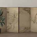 New Chinese-style Screen Partition Folding Screen 3d model