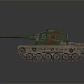 Military Tank 3D Model With Camouflage Coating Long Cannon Tracks And Number 71 Design