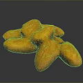 Heap of Golden Whole Almonds on Dark Background with Smooth Surface