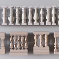 White Architectural Columns With Various Detailed Decorative Designs And Baluster Components 3d model