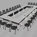 Modern Conference Table And Chair Set With White Top Black Seats For Office Meetings