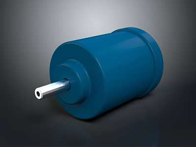 Blue Cylindrical Mechanical Component With Metal Shaft 3D Rendered Industrial Design 3d model