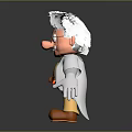 Elderly Man with White Hair Wearing Glasses White Coat Yellow Pants and Brown Boots