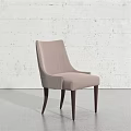 Modern Light Gray Upholstered Dining Chair With Dark Wooden Legs White Textured Wall