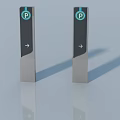 Modern Swing Door With Parking Icon Arrow And Black Silver Finish