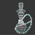 Decorative Hookah Ornament Set With Black Base Silver Metal Stem And Black Hose Design