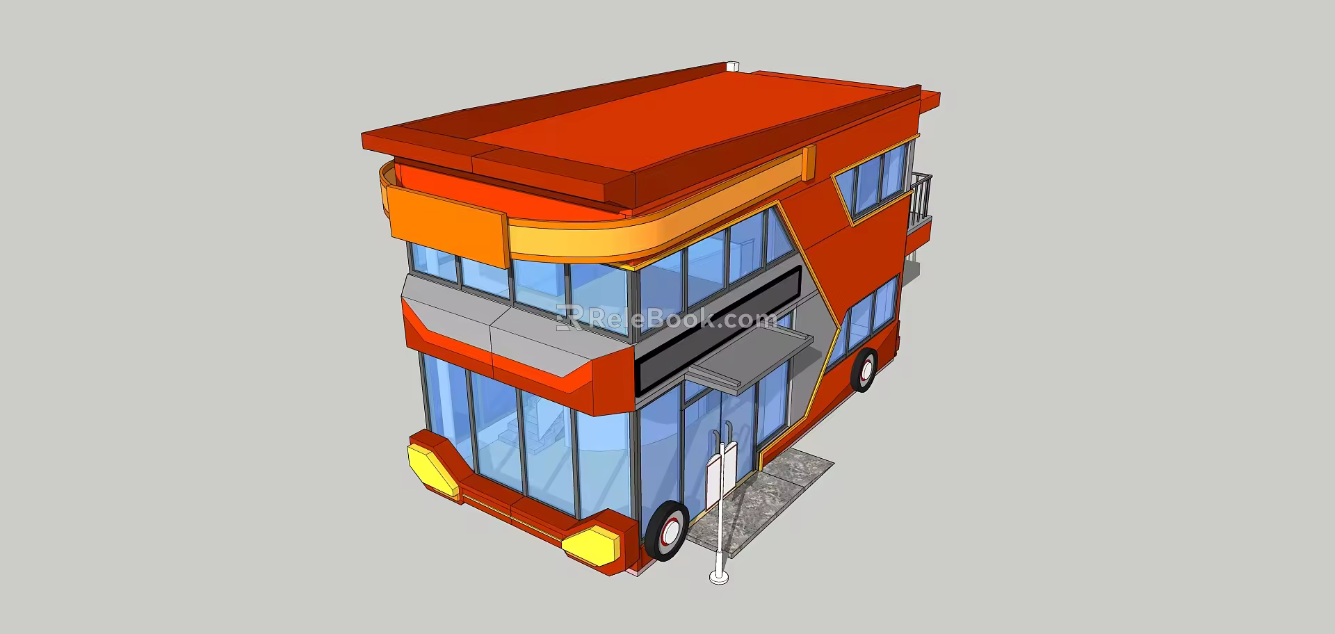 Modern bus pop-up shop bus 3d model