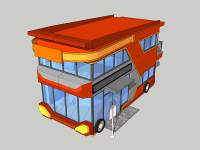 Modern bus pop-up shop bus 3d model