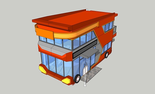 Modern bus pop-up shop bus 3d model