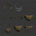 Intricate Character And Creature Armor Pieces With Metallic Detailed Design Elements
