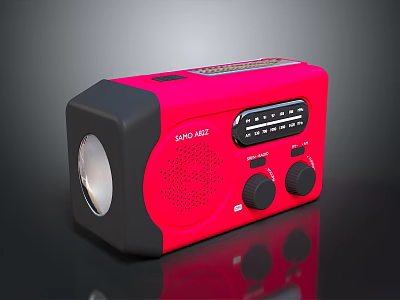 Red Black SUNOAZE Computer Portable Radio Speaker With Knobs And Buttons 3d model