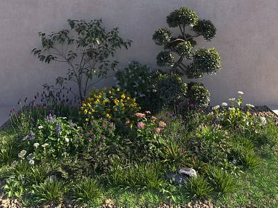 Landscape shrub combination shrub combination flower plant combination landscape shrub flower plant seed landscape green plant tropical shrub combination 3d model
