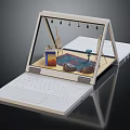 Unique Laptop Design With Transparent Screen Showing Miniature Interior Scene And Furniture