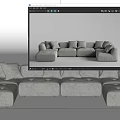 Modern Light Gray Fabric Sectional Sofa With Plush Pillows And L Shaped Design 3d model