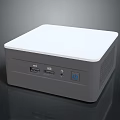 Mini Desktop PC with White Top Gray Body Front USB Ports Blue Indicator and Ventilation 3d model