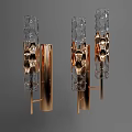 Modern Rose Gold Wall Sconce with Transparent Crystal and Geometric Metal Design