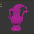 Traditional Metal Ewer With Carved Patterns Curved Spout Handle And Pierced Base