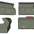 Green Metal Toolbox With Lock Clasps Round Badge And Red Handle For Storage