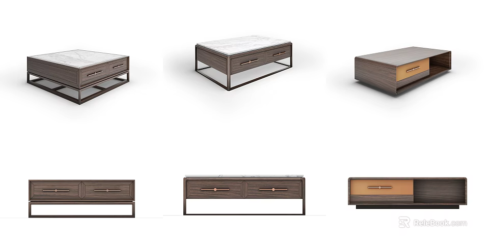 Modern Coffee Table Designs With Wooden Frames Drawers And Different Styles 3d model 
