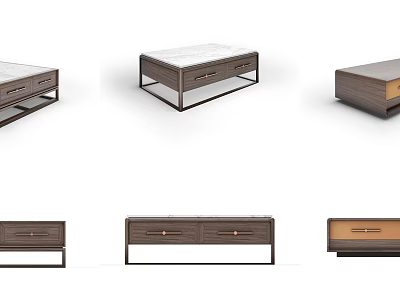 Modern Coffee Table Designs With Wooden Frames Drawers And Different Styles 3d model