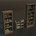 Vintage Wooden Bookcases Filled With Books Scrolls And Decorative Items
