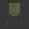 Light Green Upholstered Chair With Vertical Striped Backrest And Golden Metal Legs Modern Design