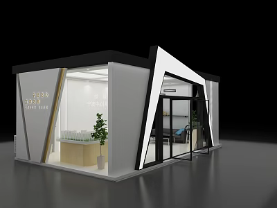 Modern China Textile Exhibition Booth With Glass Doors And Reception Counter 3d model