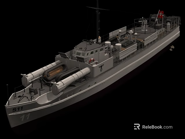 Detailed Military Warship Model Featuring Hull Number 577 Missile Launchers and Onboard Equipment 3d model 