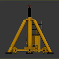 Yellow Tripod Mechanical Lifting Equipment With Red Handle And Black Spiral Spring