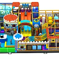 Indoor Playground Equipment With Castle Themed Slides Ball Pit And Climbing Nets