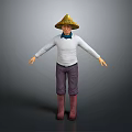Game And Movie Character With Straw Hat White Shirt Blue Scarf Purple Pants Red Boots