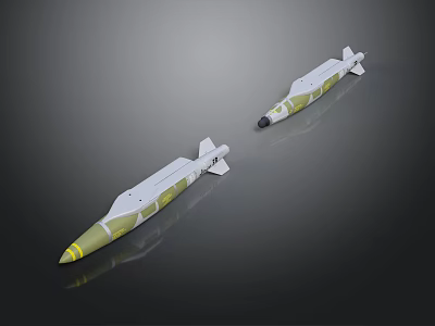 Two Olive Green And White Military Missiles With Aerodynamic Tactical Weapon Design 3d model