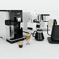 Modern Kitchen Appliances With Coffee Machine Electric Kettle And Fresh Coffee Cups