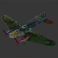 Vintage Green Military Airplane With Dual Propellers And White Cross Wings